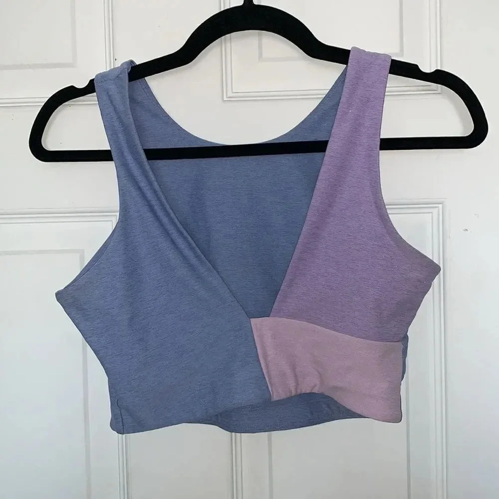 Outdoor Voices Venus Color Block Purple Blue Crop Top Sports Bra Size S — image 4 of 6